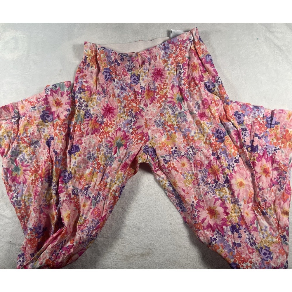 H&M Retro Flower Child Pink Floral Flared Pants Size Small